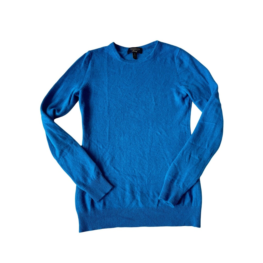 Charter Club Luxury Cashmere Sweater Womens XS Blue Crew Neck Long Sleeve Knit